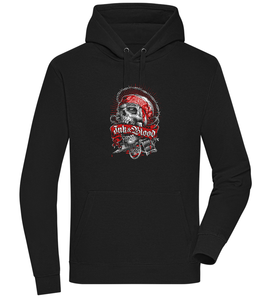 Ink And Blood Skull Design - Premium unisex hoodie_BLACK_front