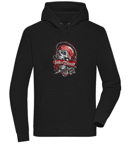 Ink And Blood Skull Design - Premium unisex hoodie_BLACK_front