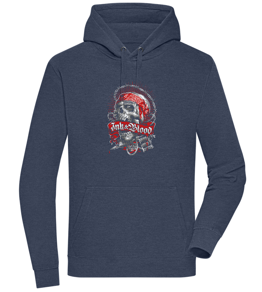 Ink And Blood Skull Design - Premium unisex hoodie_DENIM CHINA_front