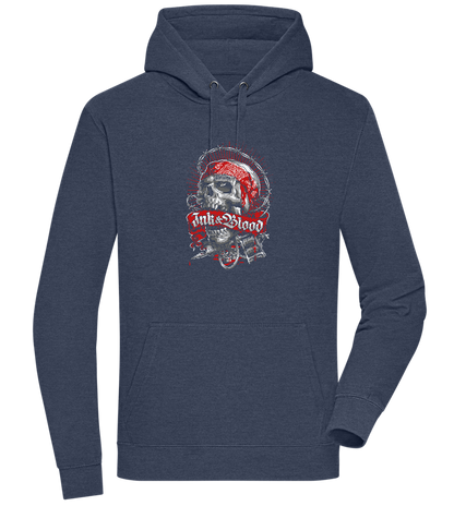 Ink And Blood Skull Design - Premium unisex hoodie_DENIM CHINA_front