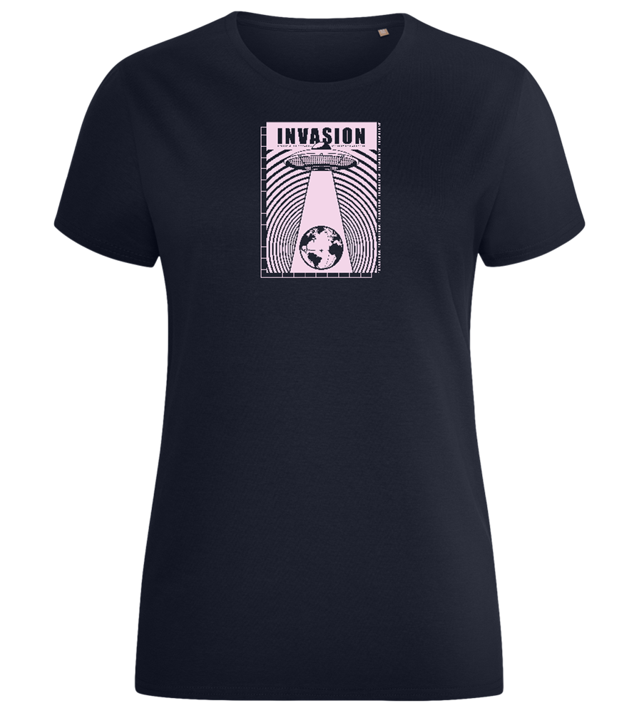 Invade Earth Design - Comfort women's fitted t-shirt_FRENCH NAVY_front