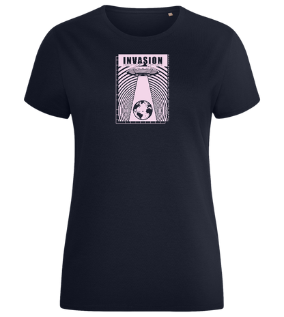 Invade Earth Design - Comfort women's fitted t-shirt_FRENCH NAVY_front