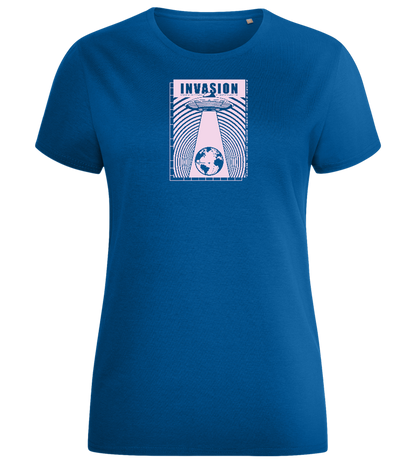 Invade Earth Design - Comfort women's fitted t-shirt_ROYAL_front