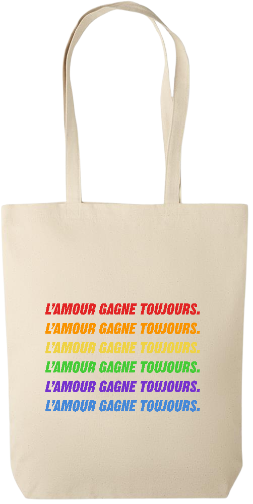 L'amour Gagne Toujours Design - Premium canvas cotton tote bag_BEIGE_front