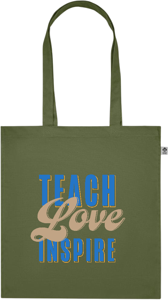 Teach Love Inspire Design - Premium colored organic cotton tote bag_GREEN_front