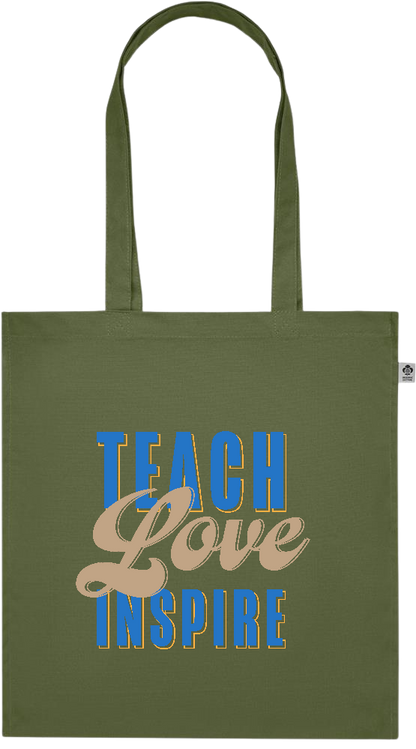 Teach Love Inspire Design - Premium colored organic cotton tote bag_GREEN_front