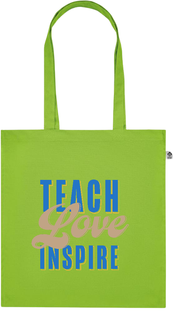 Teach Love Inspire Design - Premium colored organic cotton tote bag_LIME_front