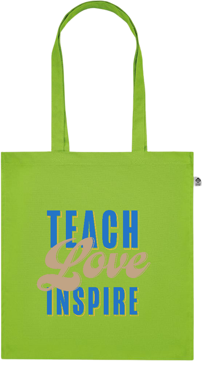 Teach Love Inspire Design - Premium colored organic cotton tote bag_LIME_front