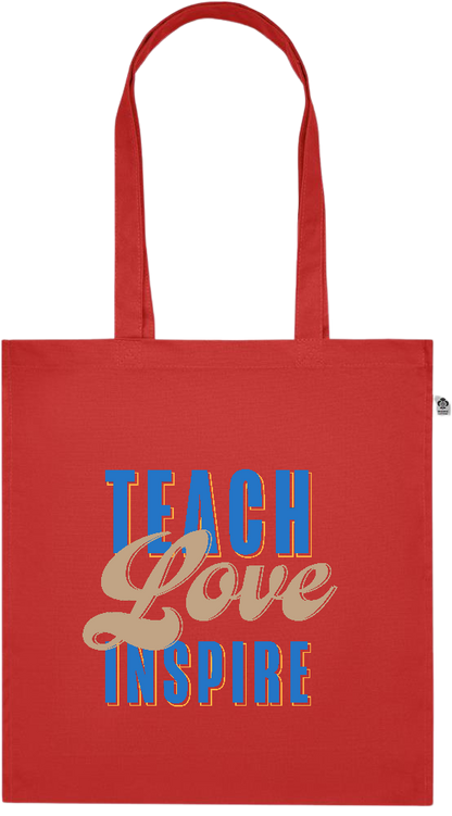 Teach Love Inspire Design - Premium colored organic cotton tote bag_RED_front