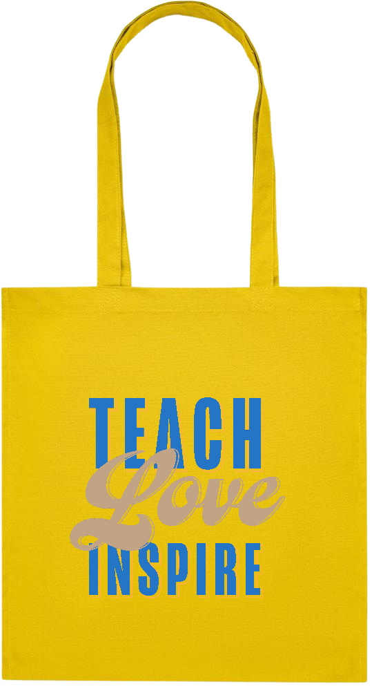 Teach Love Inspire Design - Premium colored organic cotton tote bag_YELLOW_front