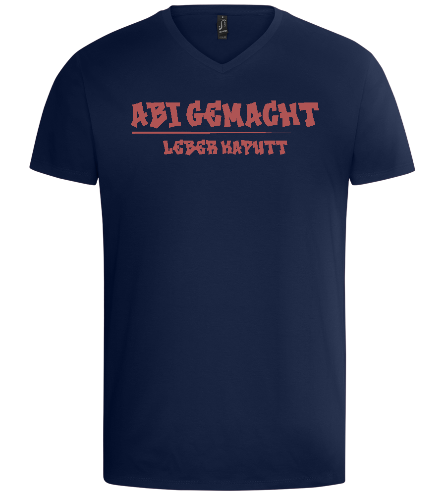 Abi Gemacht Leber Kaputt Design - Basic men's v-neck t-shirt_MARINE_front