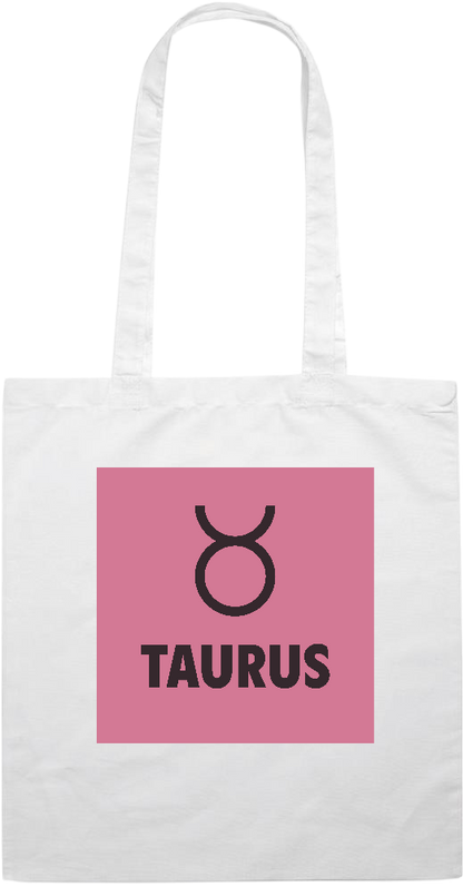 Zodiac Taurus Design - Essential colored event tote bag_WHITE_front