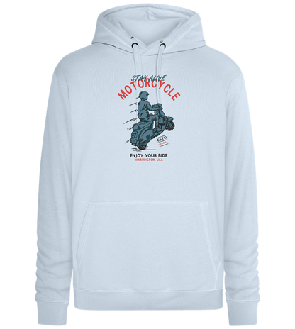 Stay Alive Motorcycle Design - Premium unisex hoodie_CREAMY BLUE_front