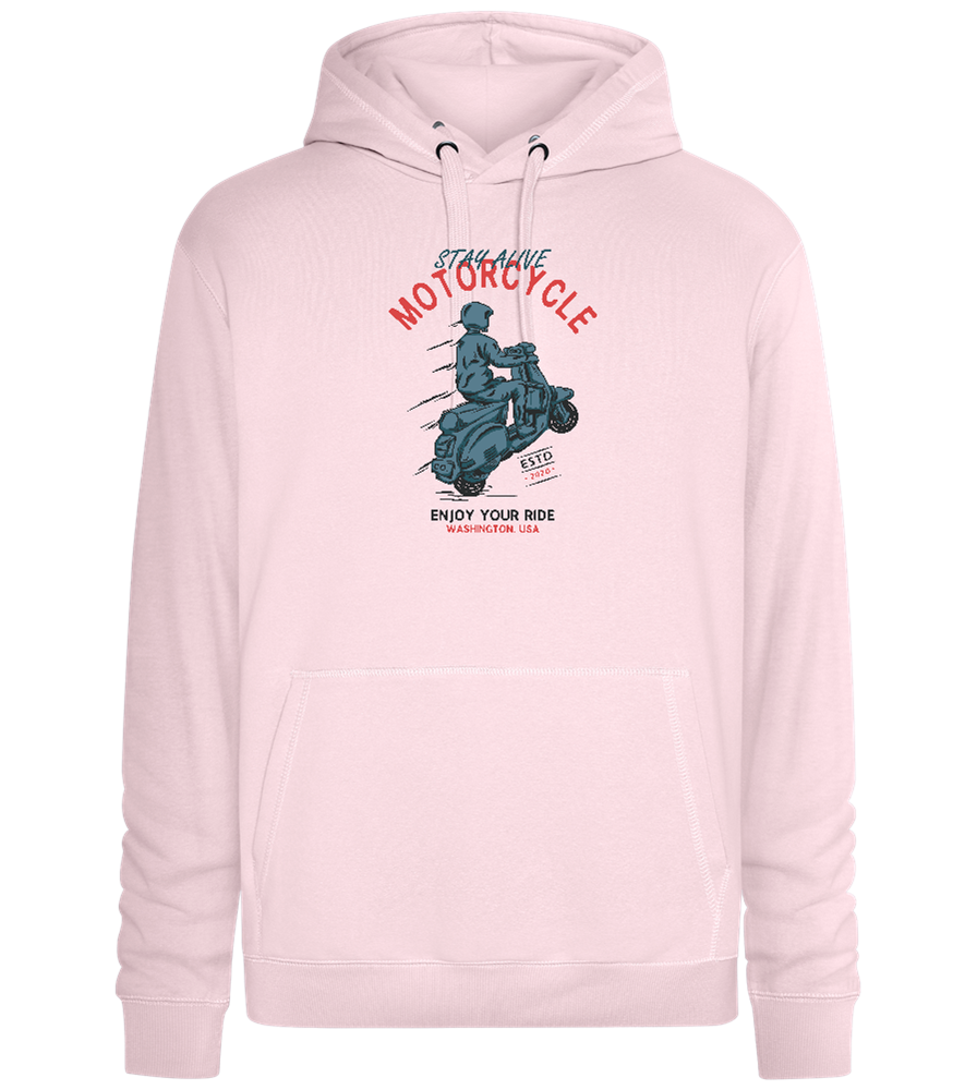 Stay Alive Motorcycle Design - Premium unisex hoodie_LIGHT PEACH ROSE_front