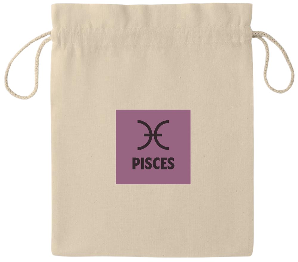 Zodiac Pisces Design - Essential medium drawcord gift bag_BEIGE_front