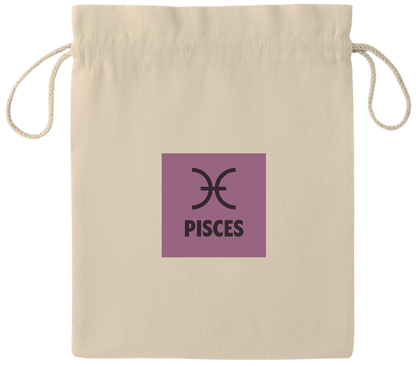 Zodiac Pisces Design - Essential medium drawcord gift bag_BEIGE_front