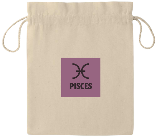 Zodiac Pisces Design - Essential medium drawcord gift bag_BEIGE_front