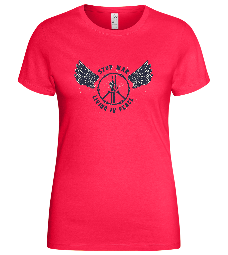 Stop War Peace Sign Design - Basic women's t-shirt_CORAL_front