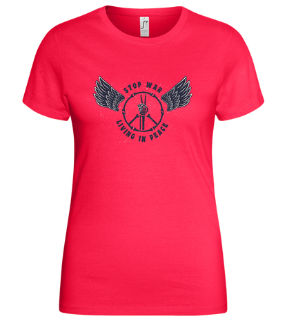 Stop War Peace Sign Design - Basic women's t-shirt_CORAL_front