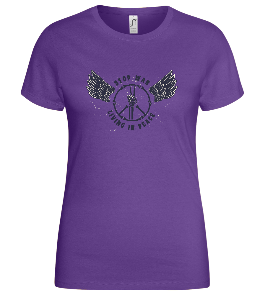 Stop War Peace Sign Design - Basic women's t-shirt_DARK PURPLE_front