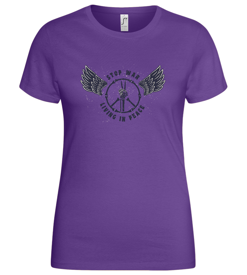 Stop War Peace Sign Design - Basic women's t-shirt_DARK PURPLE_front