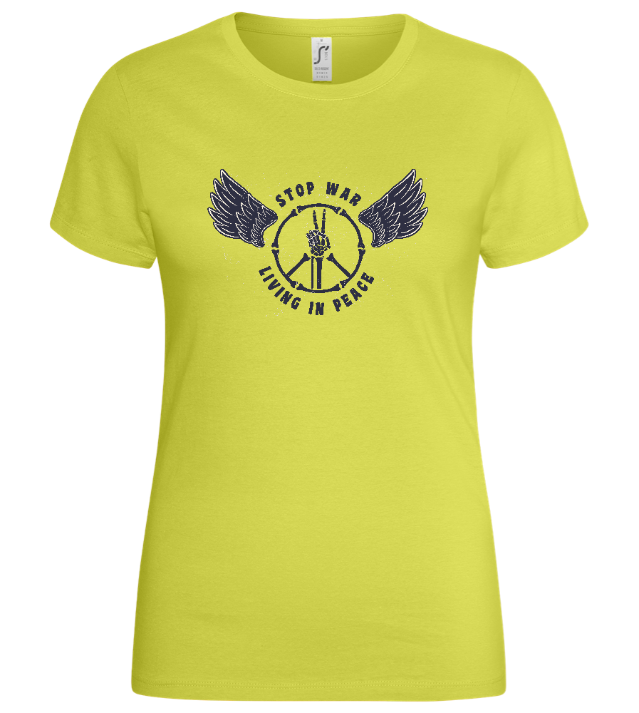 Stop War Peace Sign Design - Basic women's t-shirt_GREEN APPLE_front