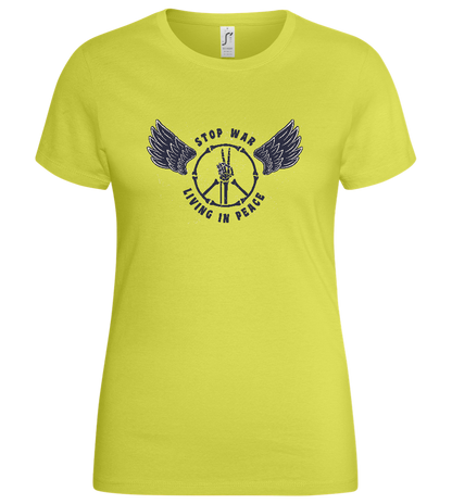 Stop War Peace Sign Design - Basic women's t-shirt_GREEN APPLE_front