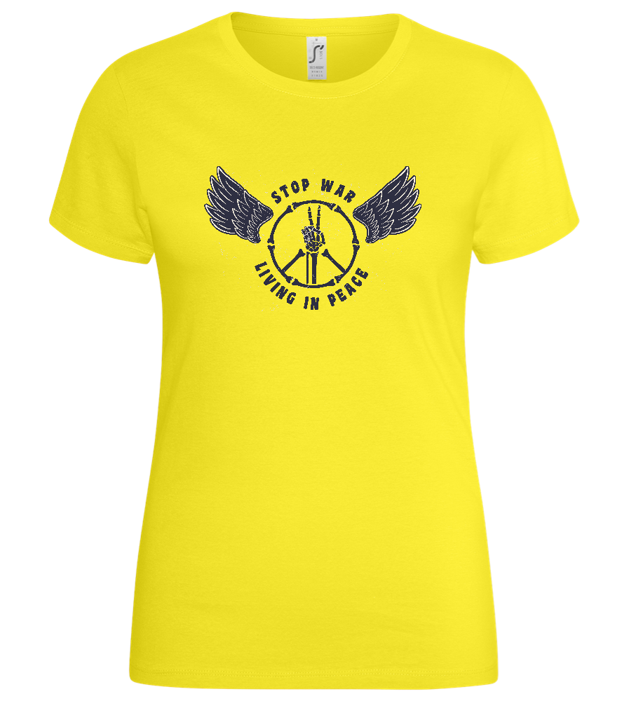 Stop War Peace Sign Design - Basic women's t-shirt_LEMON_front