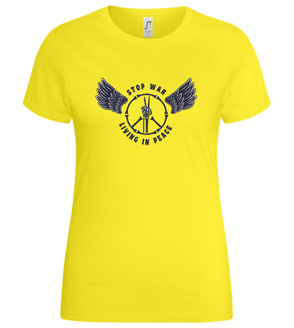 Stop War Peace Sign Design - Basic women's t-shirt_LEMON_front