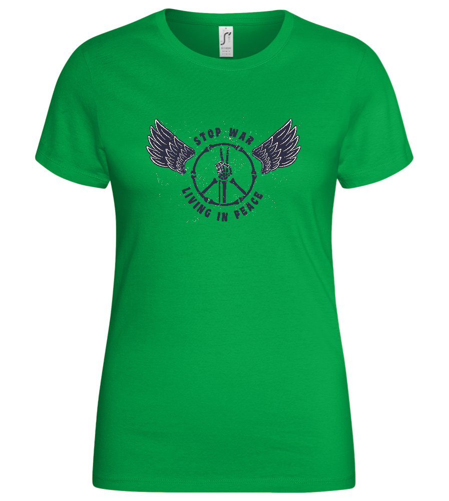 Stop War Peace Sign Design - Basic women's t-shirt_MEADOW GREEN_front