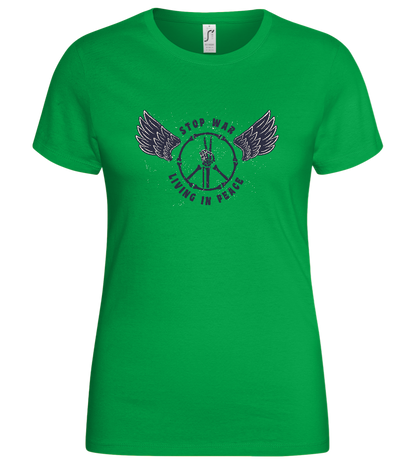 Stop War Peace Sign Design - Basic women's t-shirt_MEADOW GREEN_front