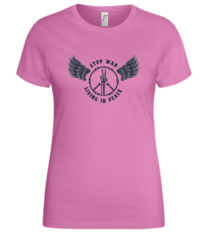 Stop War Peace Sign Design - Basic women's t-shirt_PINK ORCHID_front