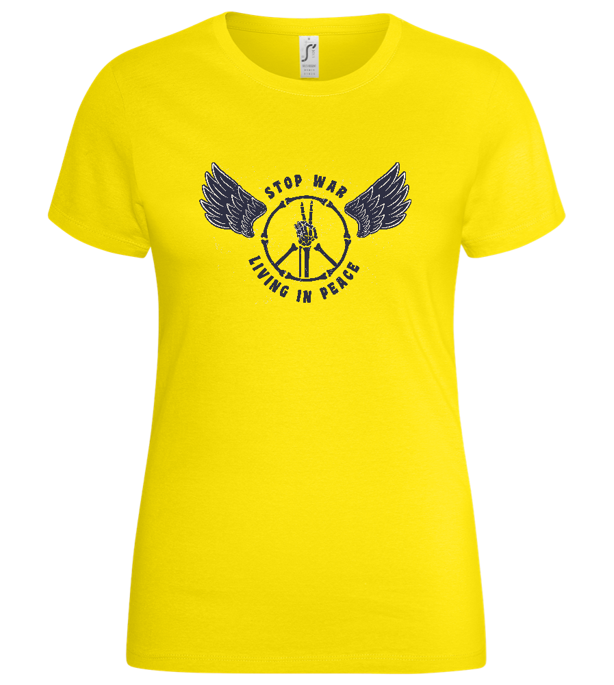 Stop War Peace Sign Design - Basic women's t-shirt_YELLOW_front