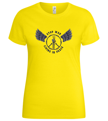 Stop War Peace Sign Design - Basic women's t-shirt_YELLOW_front