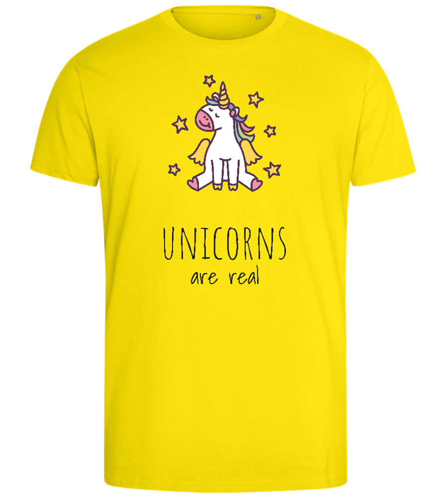 Unicorns Are Real Design - Comfort men's fitted t-shirt_YELLOW_front