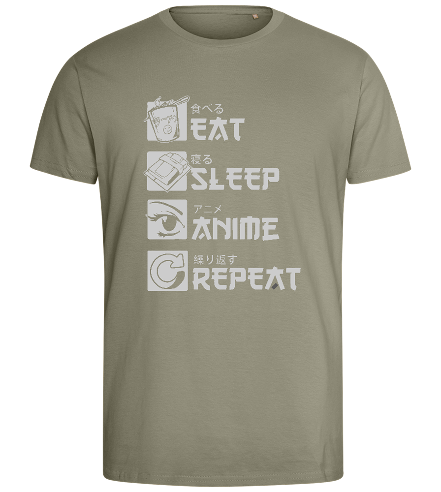 Anime Repeat Design - Comfort men's fitted t-shirt_KHAKI_front