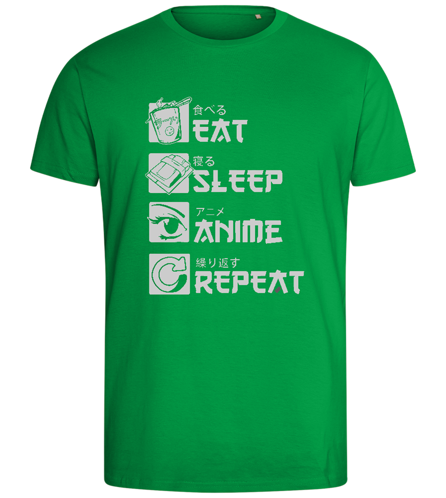 Anime Repeat Design - Comfort men's fitted t-shirt_MEADOW GREEN_front