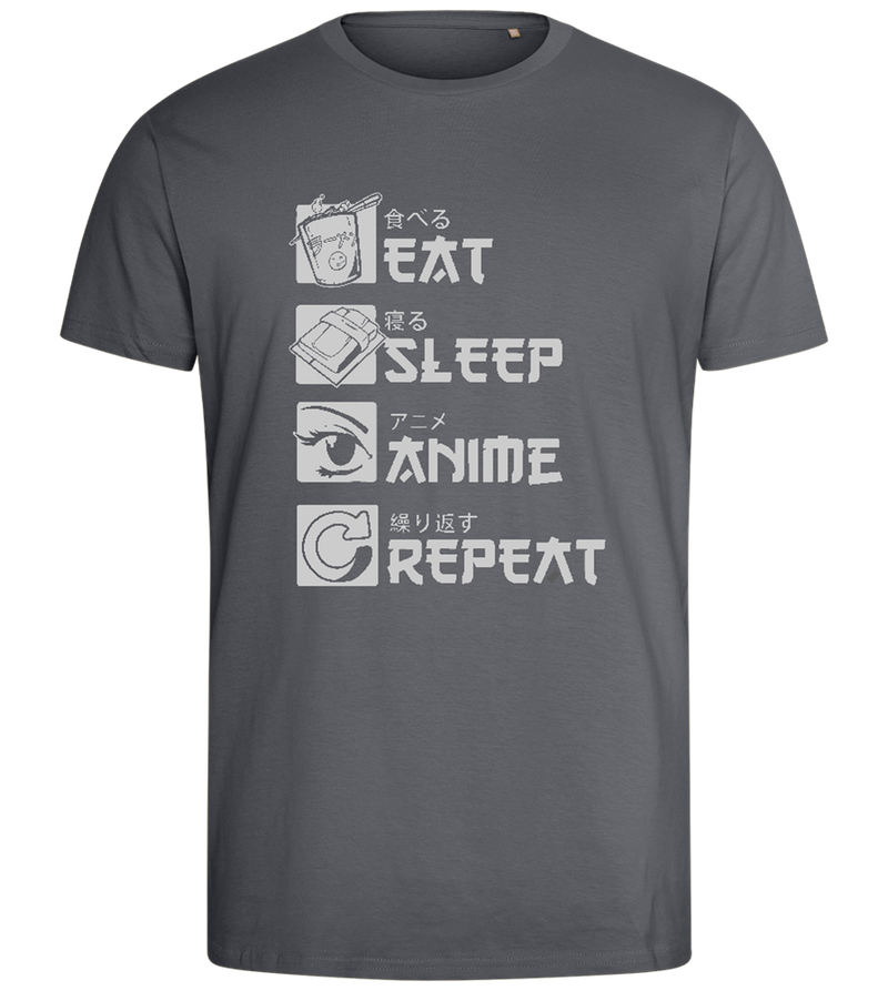 Anime Repeat Design - Comfort men's fitted t-shirt_MOUSE GREY_front