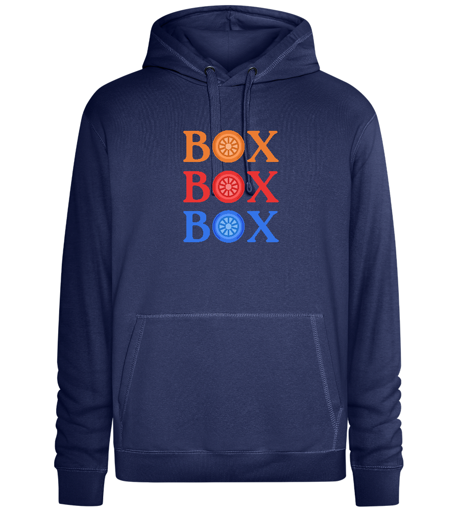 Box Box Box Design - Premium unisex hoodie_DENIM CHINA_front