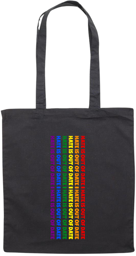 Hate is Out of Date Design - Premium colored cotton tote bag_BLACK_front