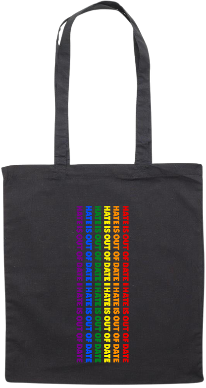 Hate is Out of Date Design - Premium colored cotton tote bag_BLACK_front