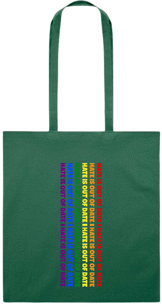 Hate is Out of Date Design - Premium colored cotton tote bag_DARK GREEN_front