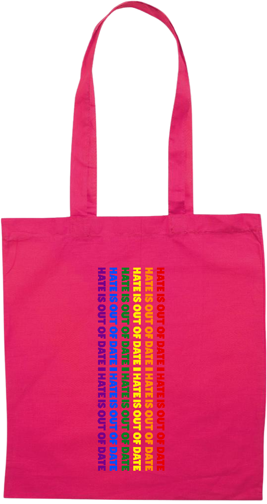 Hate is Out of Date Design - Premium colored cotton tote bag_FUCHSIA_front