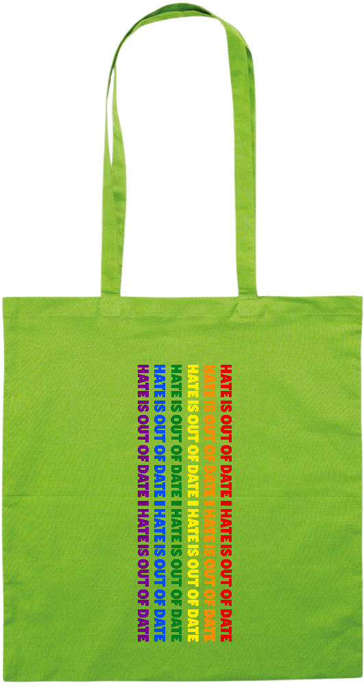 Hate is Out of Date Design - Premium colored cotton tote bag_LIME_front