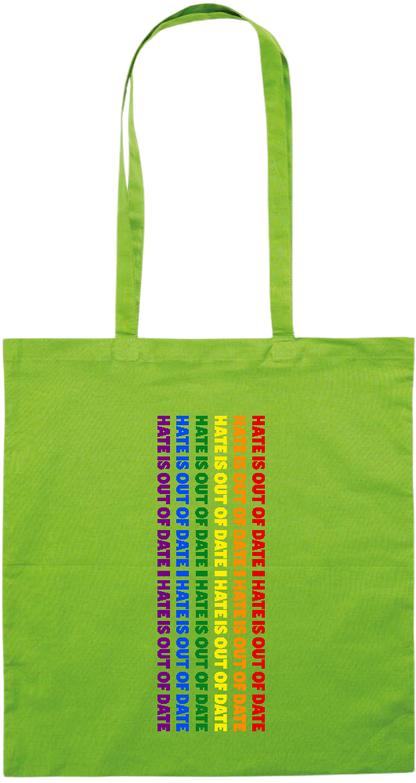 Hate is Out of Date Design - Premium colored cotton tote bag_LIME_front