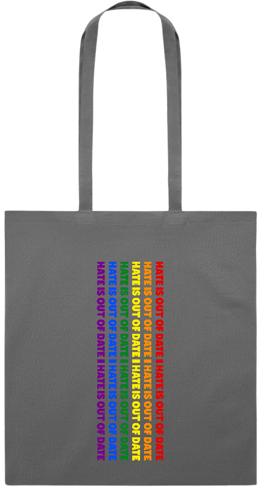 Hate is Out of Date Design - Premium colored cotton tote bag_STONE GREY_front