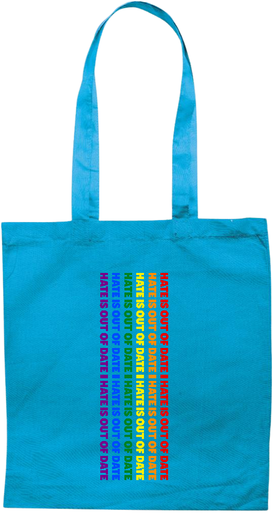 Hate is Out of Date Design - Premium colored cotton tote bag_TURQUOISE_front