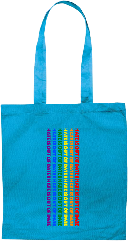 Hate is Out of Date Design - Premium colored cotton tote bag_TURQUOISE_front