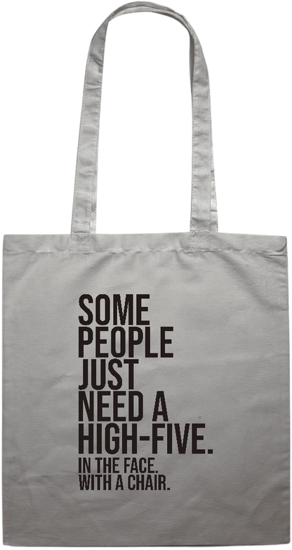 High Five In the Face Design - Premium colored cotton tote bag_GREY_front