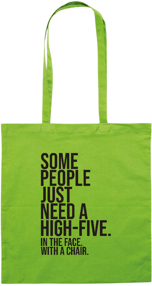 High Five In the Face Design - Premium colored cotton tote bag_LIME_front